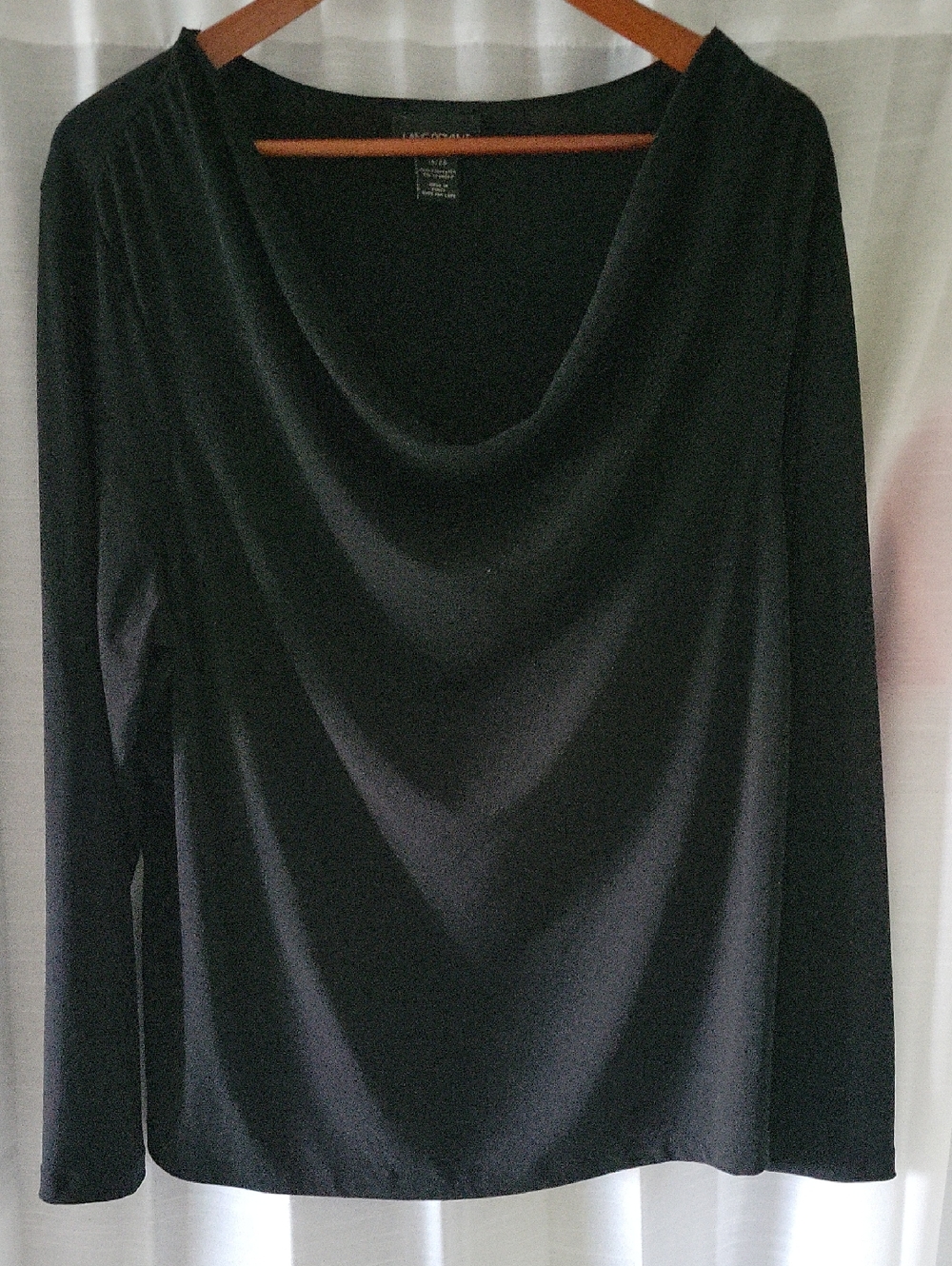 Lane Bryant Black Draped Cowl Neck Long Sleeve Top